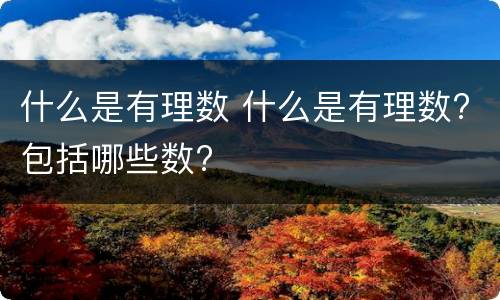 什么是有理数 什么是有理数?包括哪些数?
