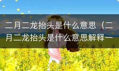 二月二龙抬头是什么意思（二月二龙抬头是什么意思解释一下）