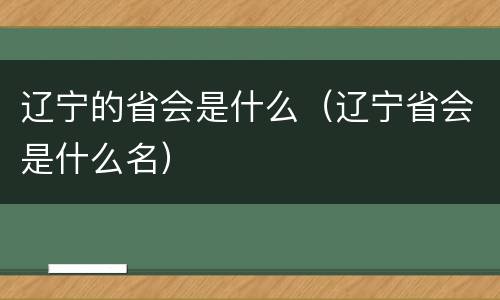 辽宁的省会是什么（辽宁省会是什么名）