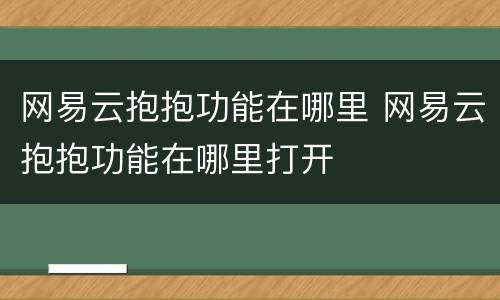 网易云抱抱功能在哪里 网易云抱抱功能在哪里打开