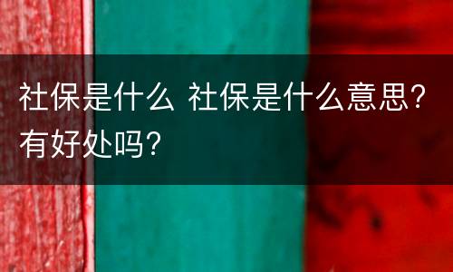 社保是什么 社保是什么意思?有好处吗?