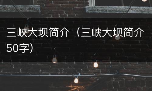 三峡大坝简介（三峡大坝简介50字）
