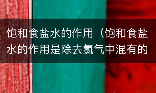 饱和食盐水的作用（饱和食盐水的作用是除去氯气中混有的）