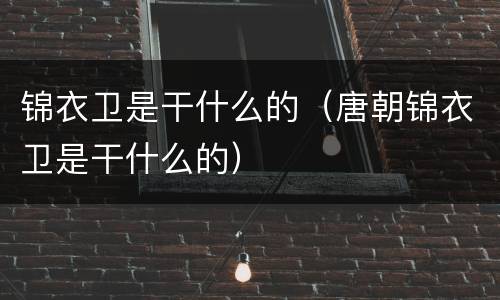 锦衣卫是干什么的（唐朝锦衣卫是干什么的）