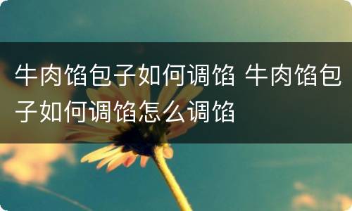 牛肉馅包子如何调馅 牛肉馅包子如何调馅怎么调馅