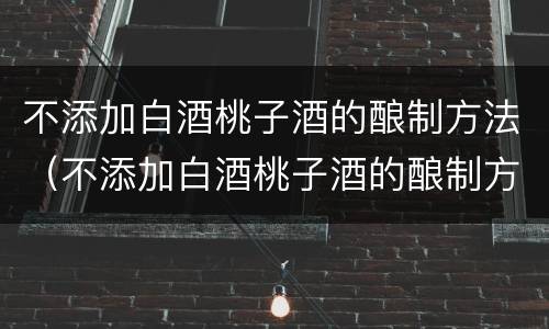 不添加白酒桃子酒的酿制方法（不添加白酒桃子酒的酿制方法视频）