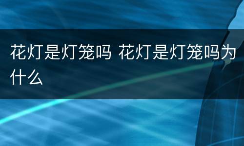 花灯是灯笼吗 花灯是灯笼吗为什么
