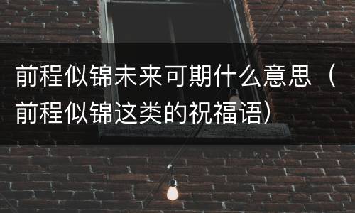 前程似锦未来可期什么意思（前程似锦这类的祝福语）