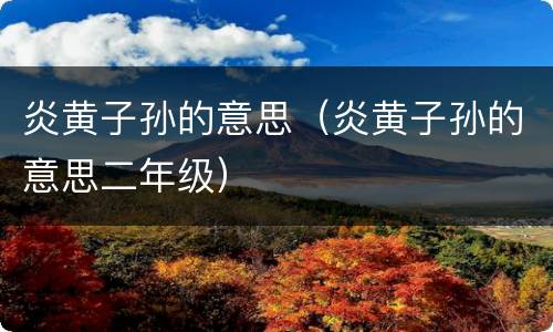 炎黄子孙的意思（炎黄子孙的意思二年级）