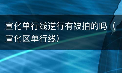 宣化单行线逆行有被拍的吗（宣化区单行线）