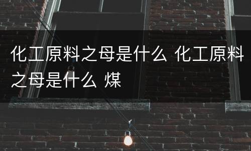 化工原料之母是什么 化工原料之母是什么 煤