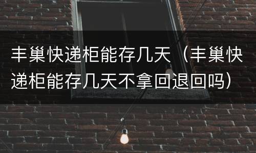 丰巢快递柜能存几天（丰巢快递柜能存几天不拿回退回吗）