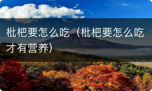 枇杷要怎么吃（枇杷要怎么吃才有营养）