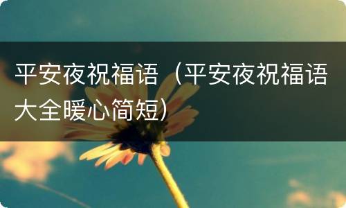 平安夜祝福语（平安夜祝福语大全暖心简短）