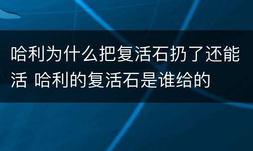 哈利为什么把复活石扔了还能活 哈利的复活石是谁给的
