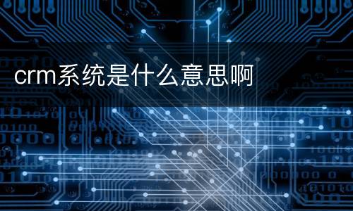 crm系统是什么意思啊
