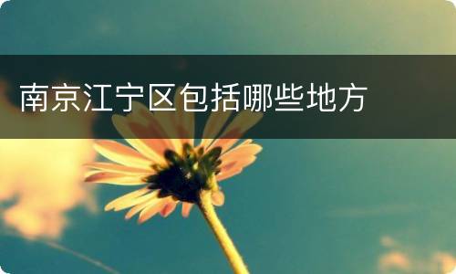 南京江宁区包括哪些地方