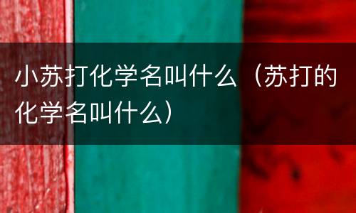 小苏打化学名叫什么（苏打的化学名叫什么）