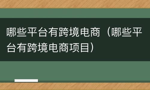 哪些平台有跨境电商（哪些平台有跨境电商项目）