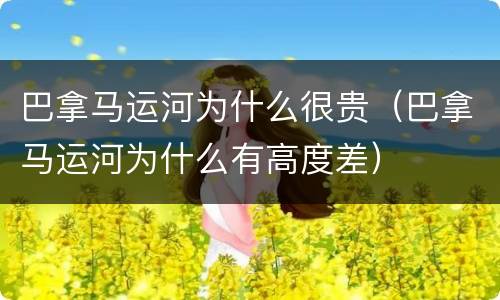巴拿马运河为什么很贵（巴拿马运河为什么有高度差）