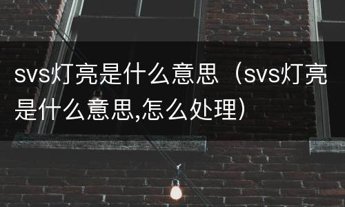 svs灯亮是什么意思（svs灯亮是什么意思,怎么处理）