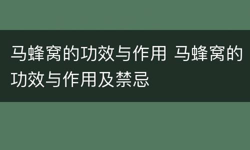 马蜂窝的功效与作用 马蜂窝的功效与作用及禁忌