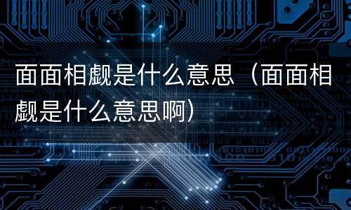 面面相觑是什么意思（面面相觑是什么意思啊）