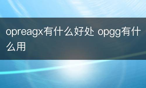 opreagx有什么好处 opgg有什么用