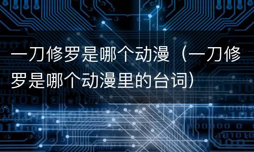 一刀修罗是哪个动漫（一刀修罗是哪个动漫里的台词）