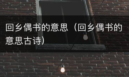 回乡偶书的意思（回乡偶书的意思古诗）