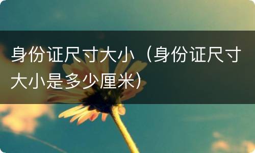 身份证尺寸大小（身份证尺寸大小是多少厘米）