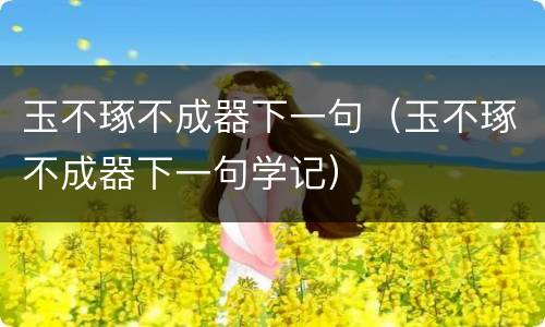 玉不琢不成器下一句（玉不琢不成器下一句学记）