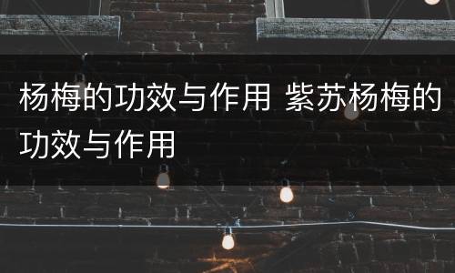 杨梅的功效与作用 紫苏杨梅的功效与作用