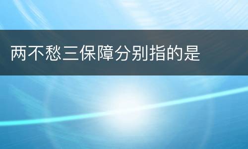 两不愁三保障分别指的是