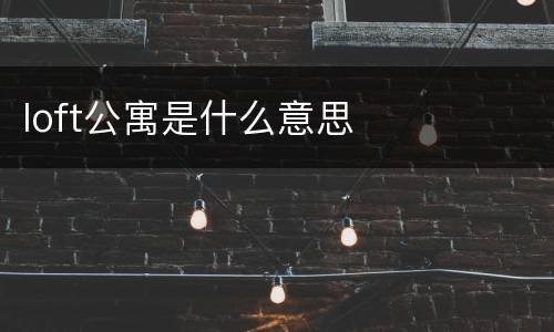 loft公寓是什么意思