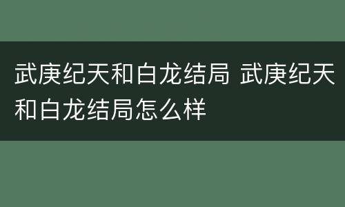 武庚纪天和白龙结局 武庚纪天和白龙结局怎么样