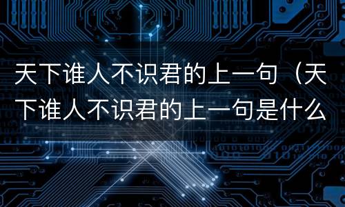 天下谁人不识君的上一句（天下谁人不识君的上一句是什么）