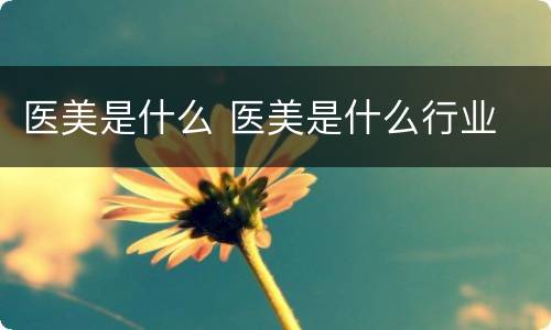 医美是什么 医美是什么行业