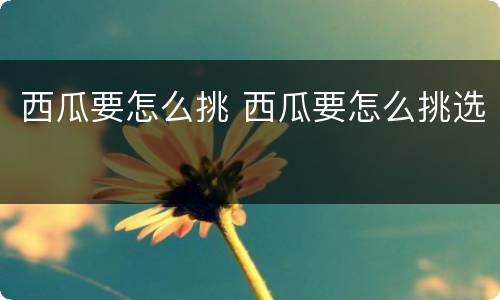 西瓜要怎么挑 西瓜要怎么挑选