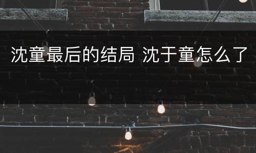 沈童最后的结局 沈于童怎么了