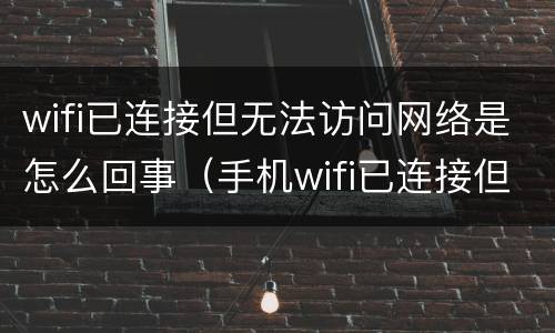 wifi已连接但无法访问网络是怎么回事（手机wifi已连接但无法访问网络是怎么回事）