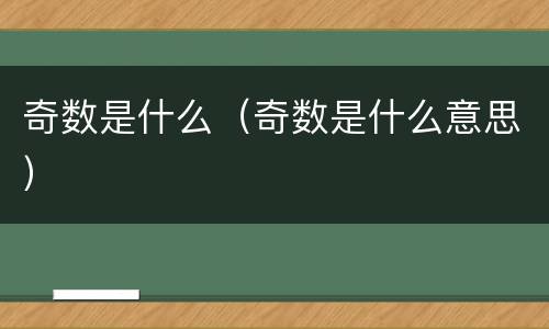 奇数是什么（奇数是什么意思）