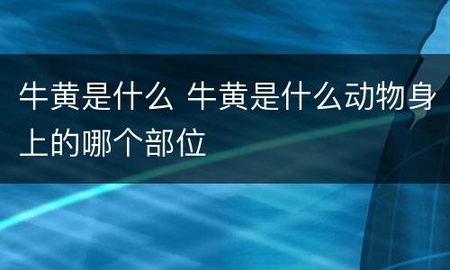 牛黄是什么 牛黄是什么动物身上的哪个部位
