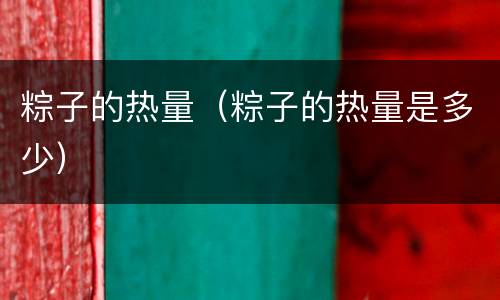 粽子的热量（粽子的热量是多少）