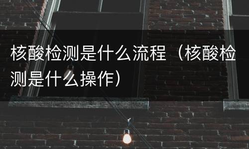 核酸检测是什么流程（核酸检测是什么操作）