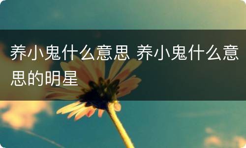 养小鬼什么意思 养小鬼什么意思的明星