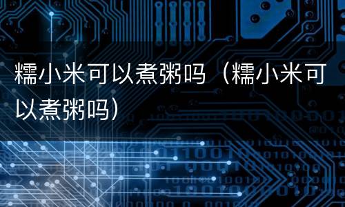糯小米可以煮粥吗（糯小米可以煮粥吗）