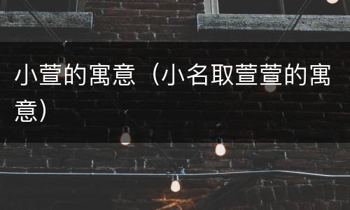 小萱的寓意（小名取萱萱的寓意）