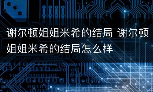 谢尔顿姐姐米希的结局 谢尔顿姐姐米希的结局怎么样