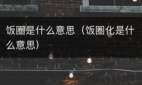 饭圈是什么意思（饭圈化是什么意思）